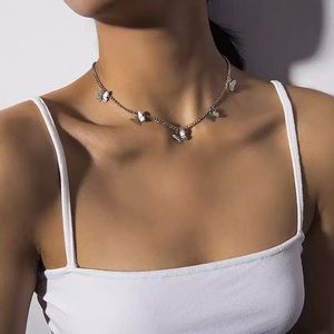 🎉 New Butterfly silver plated choker necklace